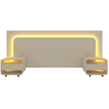 Imagem de Cabeceira extensível Gelius Innova 02 mesa de cabeceira para cama box de Casal 138 cm, Queen 158 cm e King 193 cm OFF White