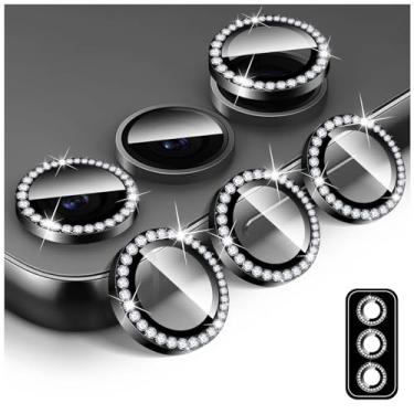 Imagem de Kucheed Protetor de lente de câmera Diamond para Samsung Galaxy S24/S23/S23+/S23 FE, protetor de tela traseira de vidro temperado 9H, anel de proteção de metal de alumínio individual antiarranhões