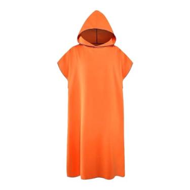 Imagem de Amagogo Toalha de poncho de surf, toalha de natação de praia, toalha de praia com capuz, roupa de mergulho adulta que de roupão de banho para piscina de, Laranja