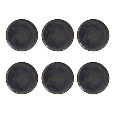 Imagem de Conjunto de Pratos Rasos Porto Brasil Bio Titanium com 6 Peças - Azul