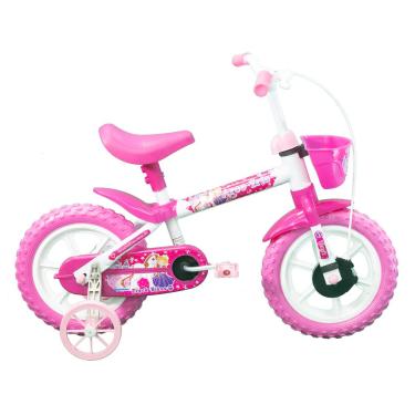 Imagem de Bicicleta Infantil Aro 12 Arco-Íris Track&Amp;Bikes Branca Com Rosa