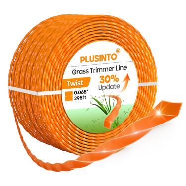 Imagem de PLUSINTO Linha de aparador de cordas 1,65 cm, fio de comedor de ervas daninhas, linha de aparador torcido para substituição universal, linha de aparador de cordas de nylon premium laranja para grama