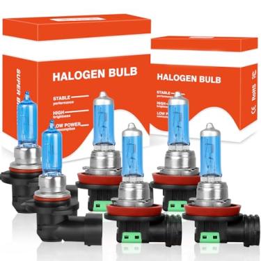Imagem de HMCYCI Adequado para Honda Pilot (2006-2018), 9005 H11 H11 Lâmpadas de farol de halogêneo de alto desempenho: Combo de farol alto e baixo e farol de neblina, luz branca super brilhante 5000K, Plug and