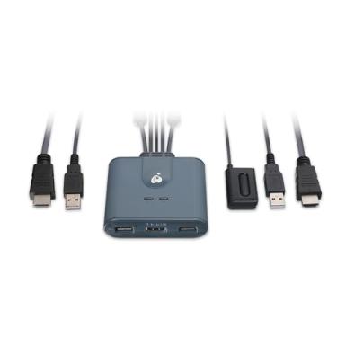 Imagem de IOGEAR Cabo HDMI HD de 2 portas comutador KVM, HDMI Full HD 1080p@60Hz, design de cabo moldado plug-n-Play, 1 teclado, mouse e monitor para controlar 2 laptop/desktop HDMI, Win10/11, mac OS, Linux - GCS32HU