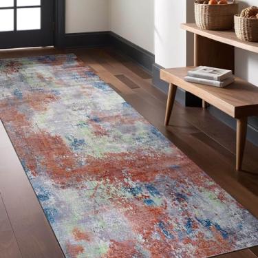 Imagem de Luul Home Tapetes laváveis à máquina, 5 x 18 cm, moderno, abstrato, antiderrapante, tapete macio para corredores, fácil de limpar, cozinha para lavanderia, área interna (tijolo - cinza, 5 x 18)