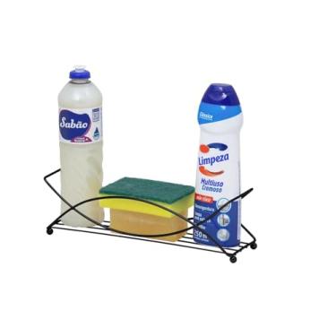 Imagem de Porta Detergente Esponja Bucha Sabão Organizador Pia Cozinha Suporte Preto