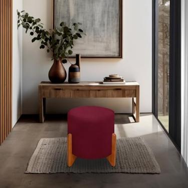 Imagem de Puff Thor Luxo Madeira Maciça Tecido suede (BORDO)