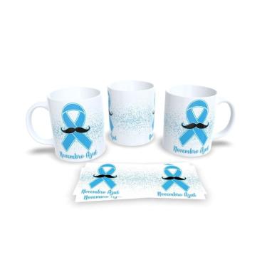 Imagem de Canecas Branca de Porcelana Personalizadas Novembro Azul