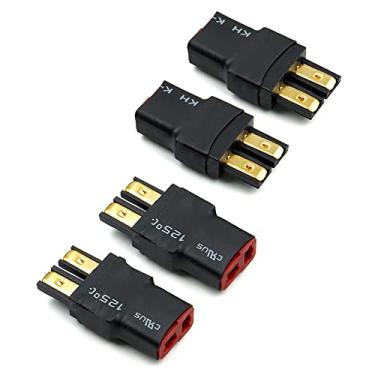Imagem de elechawk 4 peças fêmea T-Plug Deans para adaptador macho compatível com conector TRX para bateria RC ESC e carregador