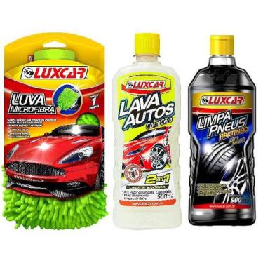 Imagem de Lava Autos Com Cera+ Luva De Microfibra+ Pneu Pretinho - Luxcar