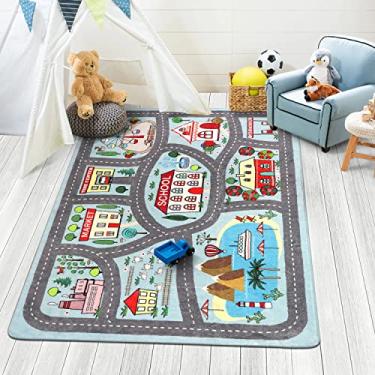 Imagem de LIVEBOX Tapete infantil de 8,5 x 1,5 m para brincar com carros, brinquedos, tapete educativo para sala de jogos da vida urbana, para crianças, meninos e meninas, tapete de berçário para quarto de