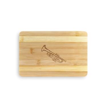 Imagem de Tábua de cortar trompete, presentes de trompete, presentes para trompete, tábua de corte de bambu, ideia de presente de inauguração de casa, aniversário, ideia de presente de Natal (grande (45 x 30