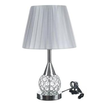 Imagem de Abajur Luminária Quarto Sala mesa de cabeceira Cristal - PGB, Prateado