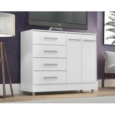 Imagem de Comoda gizele 4 gavetas 2 portas branca - QUARTA DIVISÃO