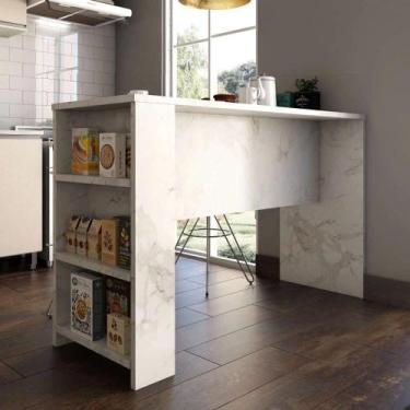Imagem de Bancada Mesa Gourmet Mármore Bp 1,50cm x 97cm com 3 Prateleiras Suprem