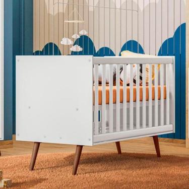 Imagem de Berço Mini Cama Encanto Branco Acetinado - Qmovi, Branco, Retro
