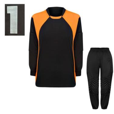Imagem de Kit Camisa + Calça  Para Goleiro  Adulto Trb, Preto, Laranja, M