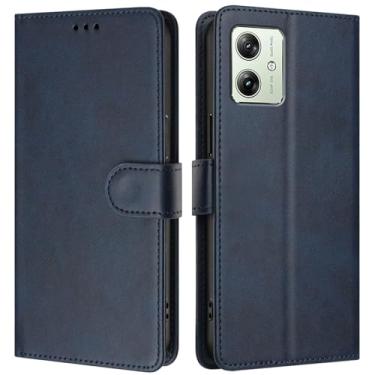 Imagem de Asdsinfor Capa carteira para Motorola Moto G54, [bloqueio RFID] Suporte para 3 cartões [capa interior de TPU à prova de choque] Capa protetora magnética de couro PU Moto G54, azul YBW