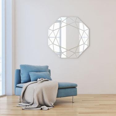 Imagem de Espelho Decorativo Urban Octogonal 55x55x2,5 cm Prata Elegância e Estilo Urbano para sua Decoração tudo para a sua casa