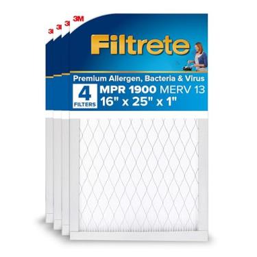 Imagem de Filtrete Filtro de ar para forno CA 16 x 25 x 1, MPR 1900, Healthy Living Ultimate Allergen, pacote com 4 (dimensões exatas 39 x 61 x 0,78)