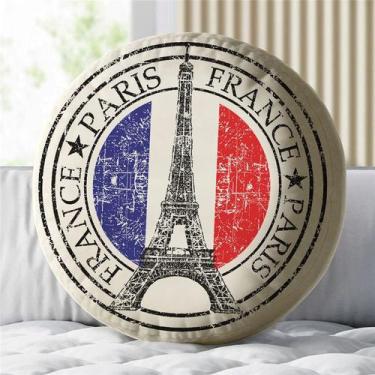 Imagem de Almofada Redonda Estampada Paris 45x45cm Natural - FASTLAR