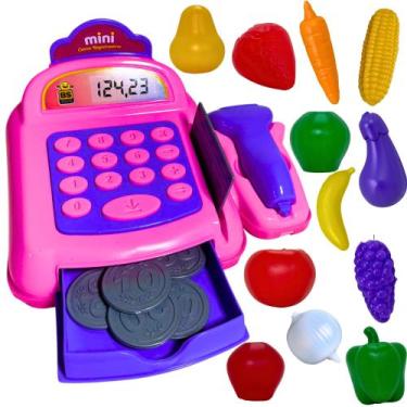 Imagem de Kit Caixa Registradora Frutinhas Brinquedo Menina Mercado - BS Toys