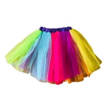 Imagem de Saia de Tule colorida Elastico TamUnico Adulto Infantil 40cm - Festas 