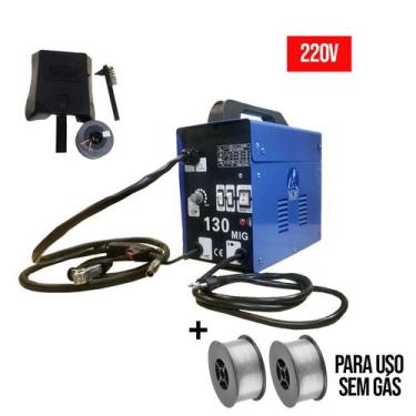 Imagem de Maquina mig 130a uso sem gas 220v + 2 arame 0.8mm de 1 kg uso sem gas 