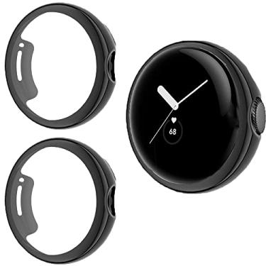 Imagem de Lamshaw Compatível com Pixel Watch 3 41 mm, 45 mm, 3XL, 2, 1 relógio, capa amortecedora de TPU, preta