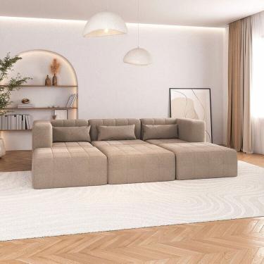Imagem de Sofá Modular 02 Cantos 01 Poltrona e 03 Puffs Easybox Cabecasa Madeiramadeira Taupe