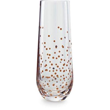 Imagem de Circleware Taças de vinho Confetti Gold para champanhe, conjunto de 2 copos de bebida para água, licores e presentes de jantar para decoração de bar de casa, 300 ml