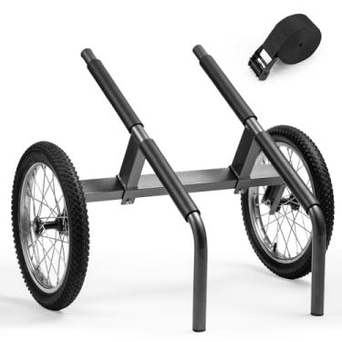 Imagem de Morohope Carrinho de praia de caiaque, largura ajustável de 14 a 51,8 cm, carrinho de caiaque universal resistente com rodas de 40,6 cm, capacidade de peso resistente de 136 kg