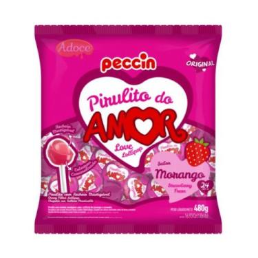 Imagem de Pirulito do amor rech.mastigável 24unx20g peccin, MORANGO