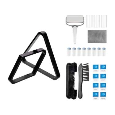 Imagem de Pegciuho Suporte Triangular de Bola de Bilhar de, Escovas de Mesa de Bilhar, Rolo de Cabelo, Pano de Polimento de Bilhar, Giz, Pacote, Preto