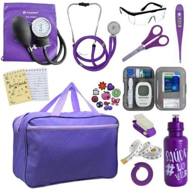 Imagem de Kit Enfermagem Medidor Glicose Aparelho de Pressão Esteto Multi Incote