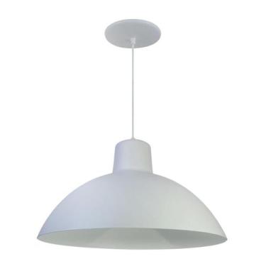 Imagem de Kit 3 Luminária Pendente Chinesa 33cm Interior Branco Brilho Com Fiaçã