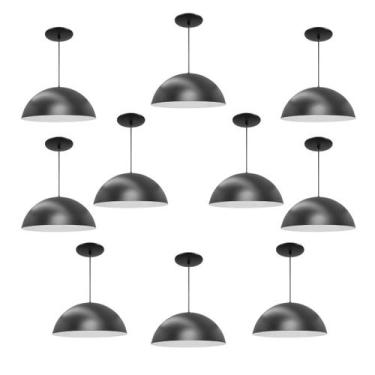 Imagem de Kit 10 Luminária Pendente Meia Lua 50cm Interior Branco Brilho Com Fia