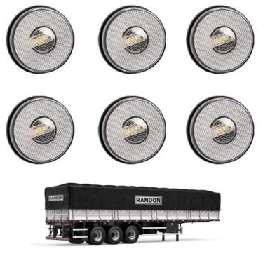 Imagem de 6 Lanterna Lateral Randon LED Cristal 85mm Saída Conector - DW Compone