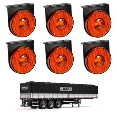 Imagem de 6 Lanterna Lateral Randon LED Âmbar 85mm c/ Sup. - Conect. - DW Compon