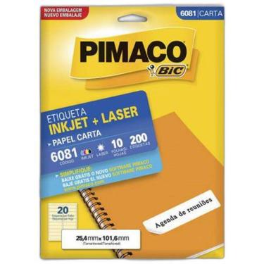 Imagem de Etiqueta Laser Tac Ref. 6081 Pimaco 200 Unid. 25.4x101.6mm