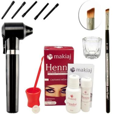 Imagem de Kit Henna Sobrancelha Completo Profissional Makiaj Mixer Misturador Pi