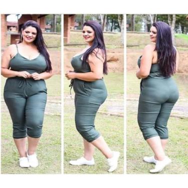 Imagem de Macacão Jogger Plus Size Feminino em Bengaline - Mclube, Verde militar