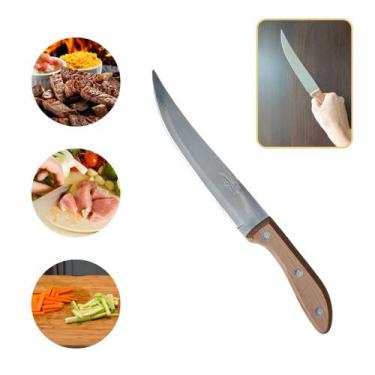 Imagem de Faca 6 Curva Cabo Madeira Cozinha Corte Desossar Carne Peixe - TOP CAS