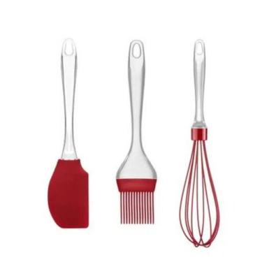 Imagem de kit Confeiteiro de Silicone Cabo Acrílico Vermelho - UD055 - Multilase