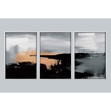 Imagem de Quadro Decorativo Triplo Abstrato Impactante Luxo - RSM Molduras, 20 x