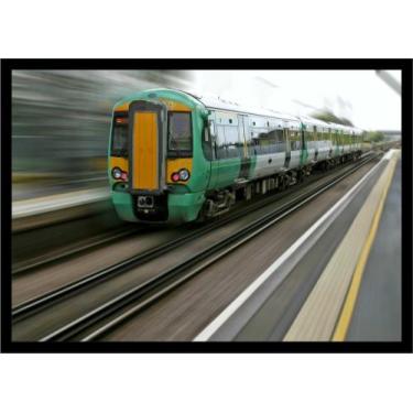 Imagem de Quadro Decorativo Trem Locomotiva Máquinas Paisagem Salas Quartos Escr