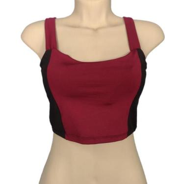Imagem de Top Suplex Recorte com Elástico Preto/Vinho Feminino - Adora! Modas, G