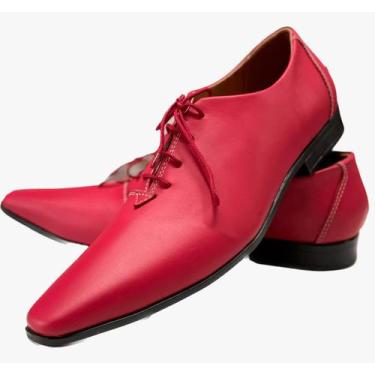 Imagem de Sapato Masculino Italiano Em Couro Executivo Vermelho Verniz Ref: D677