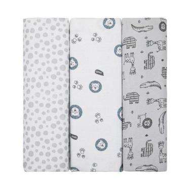 Imagem de Manta Cueiro Flanelado Composê 80x50cm Bebê Menino  - Kit 3 Unidades -
