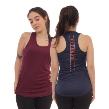 Imagem de Kit 2 Peças - Camiseta Regata Feminina Dry Fit Estampada Poliester Aca